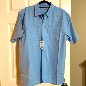 World Wide Sportsman Short Sleeve Fishing UPF 30 - Zipper Breast Pocket Blue